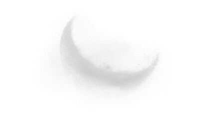 Wall Mural - Silver abstract glittering dust in crescent moon shape isolated on transparent background, cutout