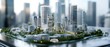 © Ai Studio - A detailed architectural model showcases a futuristic city, its sleek skyscrapers rising among miniature green spaces and urban planning elements.