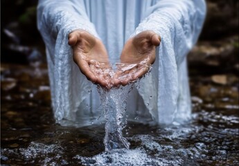 Wall Mural - Jesus demonstrating his divine power through the act of pouring water.