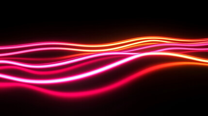 Wall Mural - abstract neon glowing light streak lines. speeding along a road at night