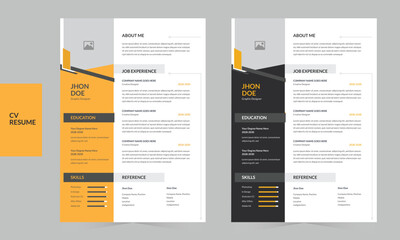 Wall Mural - Professional Cv Resume, Elegant Stylish Modern Cv Resume Design Template New
