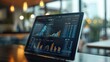 © hazia - Financial data displayed on a tablet in a cafe.