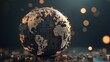 © hathairat - Intricate Digital Globe Design with Geometric Patterns and Soft Bokeh Lights in Background, Representing Global Connectivity and Technology Trends