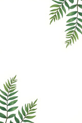 Wall Mural - A fern pattern leaves a natural design on a plain white background evoking tropical botanical themes and concepts freely._00001_