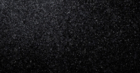 Wall Mural - Natural white winter snowfall on a black background 3d rendering