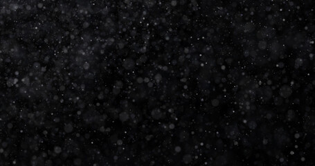 Wall Mural - Natural white winter snowfall on a black background 3d rendering