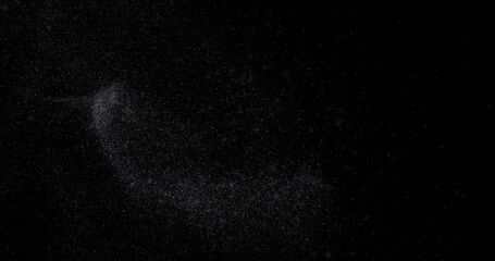 Wall Mural - Natural white winter snowfall on a black background 3d rendering