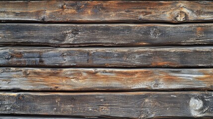 Wall Mural - Close-up view of weathered wooden planks, showcasing texture and rustic appearance.