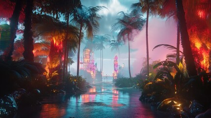 Wall Mural - hyper realistic dream sequence with surreal and vibrant details