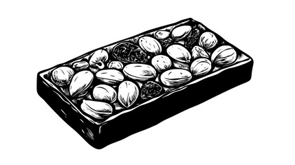 Wall Mural - Fruit and nut bar with dried fruits and nuts on a flat surface, Vectorized Food Art