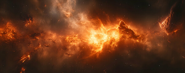 Wall Mural - fiery nebula, cosmic inferno rages across starry void
