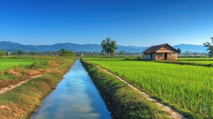 Poster - rural landscape with a house