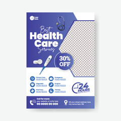 Wall Mural - Online Medical Healthcare consultation service print flyer or poster template and dentist and doctor flyer or poster leaflet brochure cover design