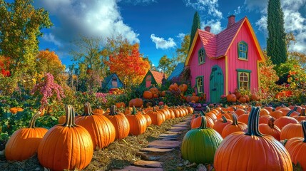 Canvas Print - pumpkins on a farm