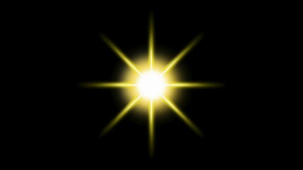 Wall Mural - glowing and twinkling star motion graphics on black screen background. gold shiny optical flare ligh