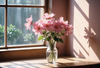 Wall Mural - Capturing the Delicate Textures of a Pink Gypsophila in a Vivid Floral Symphony