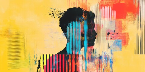 Wall Mural - abstract silhouette featuring vibrant and colorful brush strokes in artistic expression