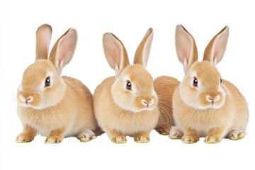 Wall Mural - A bundle of three watercolor artworks depicting charming brown rabbits, isolated on a white background, offered as animal clipart.