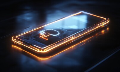 Poster - A glowing smartphone design showcasing futuristic technology and sleek aesthetics.