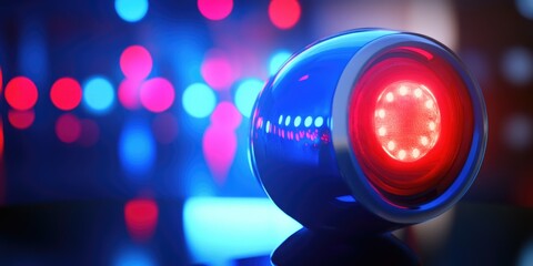 Wall Mural - a close-up shot of two colored lights shining brightly, ideal for use in promotional materials or as