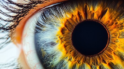 Wall Mural - 15. A bright and clean image of a human eyeball with a dark pupil and visible veins, set on a white background