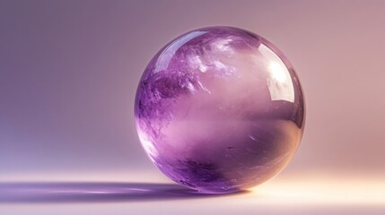Poster - A beautifully crafted gemstone sphere displays striking purple colors, glimmering as it captures natural light.