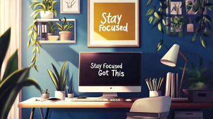 Poster - A sleek workspace with an uplifting message like 