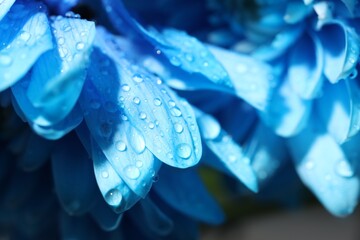 Wall Mural - beautiful light blue flower with water drops on blurred background, macro view