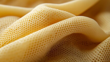 Close-up of a Soft, Crinkled, Honeycomb-Patterned Fabric