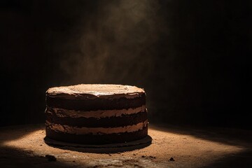 Wall Mural - Delicious Three Layered Chocolate Cake With Cocoa Dust