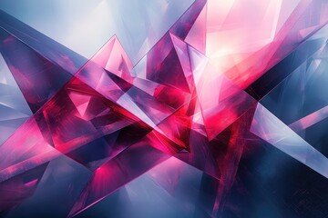 Wall Mural - abstract artwork featuring vibrant pink and purple geometric shapes, creating a dynamic and sharp vi