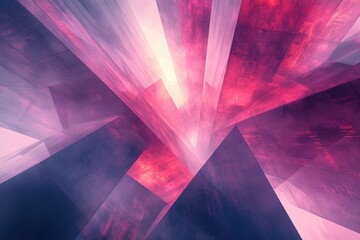 Wall Mural - abstract geometric art with vibrant pink and purple hues, creating a dynamic and futuristic composit