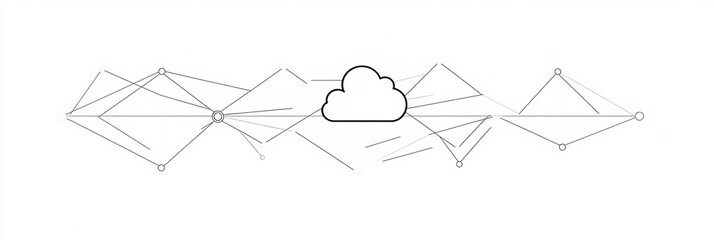 Aufkleber - A simple cloud icon situated in the center symbolizes cloud services, surrounded by connection lines for data transfer. Generative AI