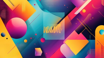 Aufkleber - Abstract vibrant geometric shapes background with colorful gradients and overlapping elements.