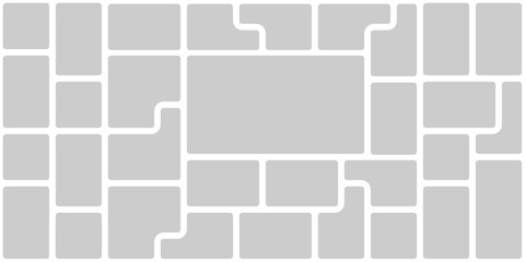 Wall Mural - photo layout bento mosaic ui design. dashboard pattern, collage poster of bricks. moodboard card wal