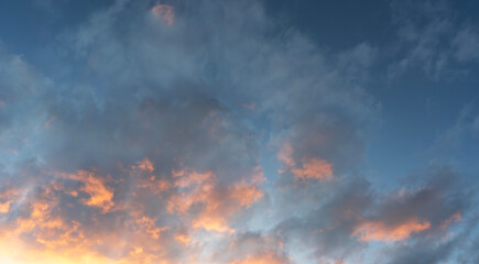 Wall Mural - sunset sky background. beautiful evening sunset sky with clouds.