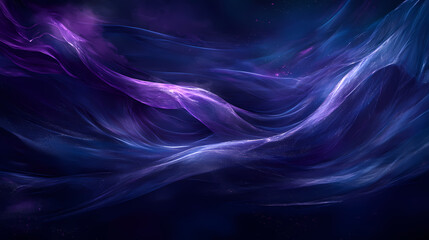 Wall Mural - Abstract digital wave pattern, dark blue and purple hues, flowing texture, futuristic and atmospheric, shimmering light effect. Ether. Illustration