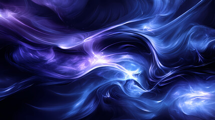 Wall Mural - Abstract digital wave pattern, dark blue and purple hues, flowing texture, futuristic and atmospheric, shimmering light effect. Ether. Illustration