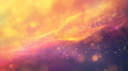 Wall Mural - Vibrant abstract background featuring shimmering golden particles and iridescent vaporous wisps swirling amidst a kaleidoscope of colors and textures. Wisp. Illustration