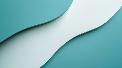 Wall Mural - smooth turquoise and white shapes intertwine, forming a dynamic and visually appealing abstract comp