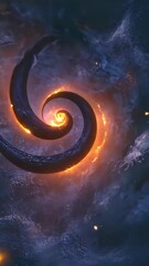 Wall Mural - swirling cosmic formation with fiery tendrils in a dark galaxy during a stellar event