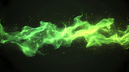 Wall Mural - Abstract green energy wisp and plasma formation, perfect for futuristic tech designs and digital overlays on both black and transparent backgrounds. Wisp. Illustration