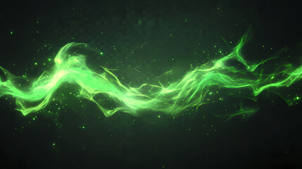 Wall Mural - Abstract green energy wisp and plasma formation, perfect for futuristic tech designs and digital overlays on both black and transparent backgrounds. Wisp. Illustration