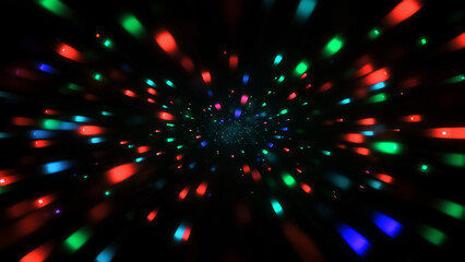 Wall Mural - futuristic design featuring swirling lights in vibrant colors (red, green, blue) on a black backdrop