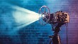 © Anastasiia - A retro film projector beams light through a dark room, creating a cinematic ambiance. The image highlights the timeless charm of film projection, blending nostalgia with the art of storytelling.. AI
