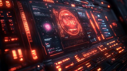 Wall Mural - digital technology concepts glow within a futuristic interface with neon features wallpaper