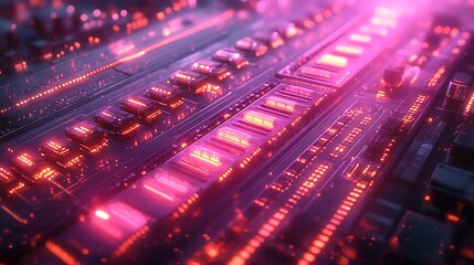 Wall Mural - neon infused technology creates a glowing futuristic digital interface concept wallpaper