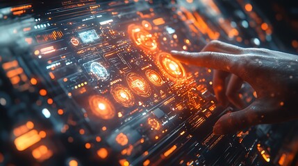 Wall Mural - neon technology highlights a glowing futuristic interface with innovative designs image