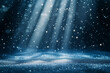 © ashva - Blue dark background with snowflakes and shimmering particles, illuminated by rays of light.