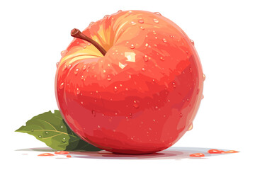 Wall Mural - Red apple with a stem and a leaf on top